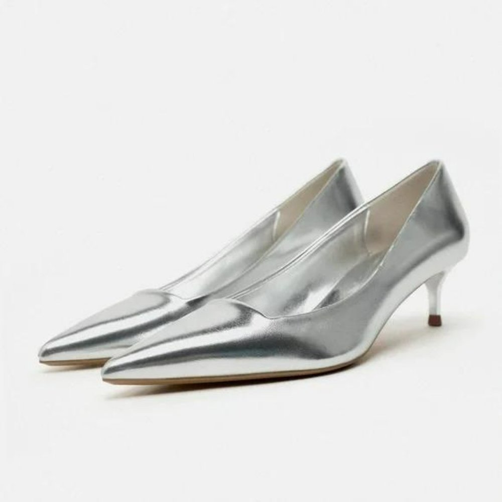 ZARA METALLIC HIGH HEELED SHOES